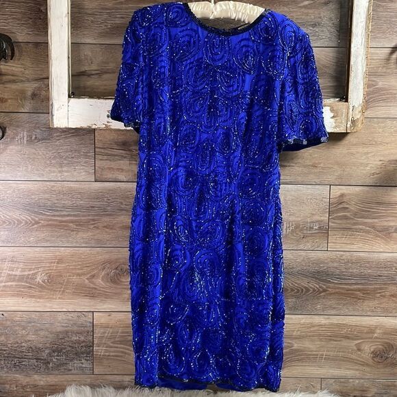 Stenay Dresses & Skirts - Stenay Silk Sequin Vintage Cocktail Dress, Size 10, Royal Blue